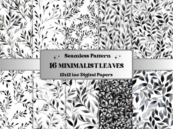 Download Seamless Black and White Leaves Pattern - White Collection