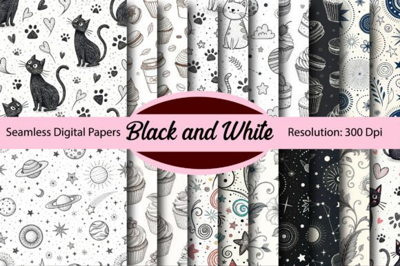 Download Black and White Seamless Digital Paper - White Collection