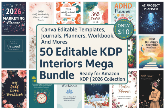 Download 50 Editable KDP Interiors Mega Bundle - Interior Collection