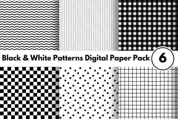 Download Black and White Patterns Digital Paper - White Collection