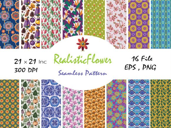 Download Colorful Pattern of Realistic Flower - Colorful pattern Collection