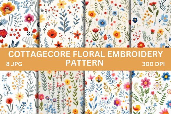 Download Cottagecore Floral Embroidery Pattern - Premium Resources