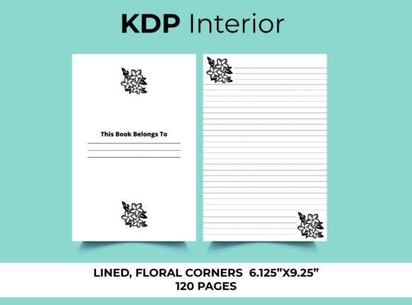 Download Lined Floral Interior Notebook for KDP - Interior Collection