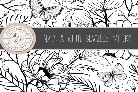 Download Black and White Seamless Floral - White Collection