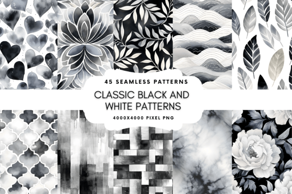 Download Black and White Seamless Patterns - White Collection